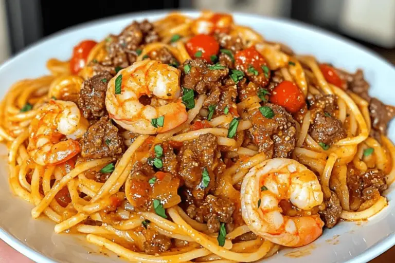 Beef and Shrimp Spaghetti