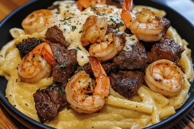 Cajun Shrimp and Steak Alfredo
