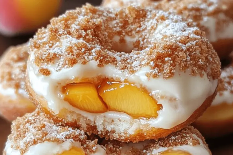 Peach Cobbler Cheesecake Donuts-min