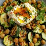Grilled Zucchini Chickpea Salad with Burrata & Chili Oil