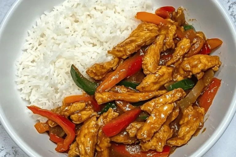 Spicy Garlic Chicken Stir-Fry with Rice
